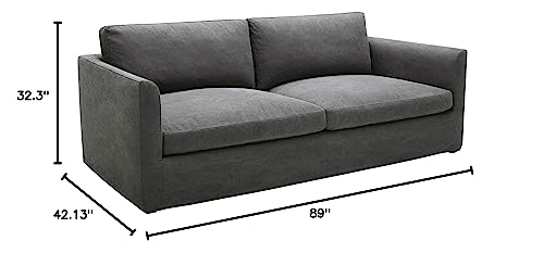 Amazon Brand – Stone & Beam Faraday Down-Filled Casual Slipcovered Sofa, 89"W, Charcoal Grey