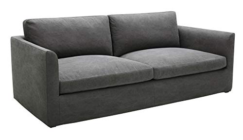 Amazon Brand – Stone & Beam Faraday Down-Filled Casual Slipcovered Sofa, 89"W, Charcoal Grey