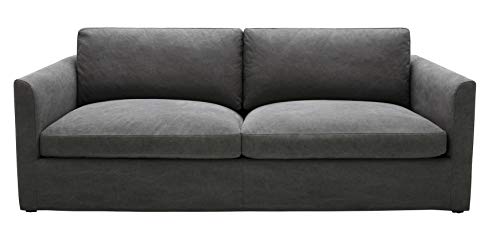 Amazon Brand – Stone & Beam Faraday Down-Filled Casual Slipcovered Sofa, 89"W, Charcoal Grey