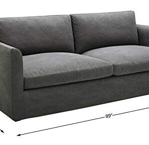 Amazon Brand – Stone & Beam Faraday Down-Filled Casual Slipcovered Sofa, 89"W, Charcoal Grey