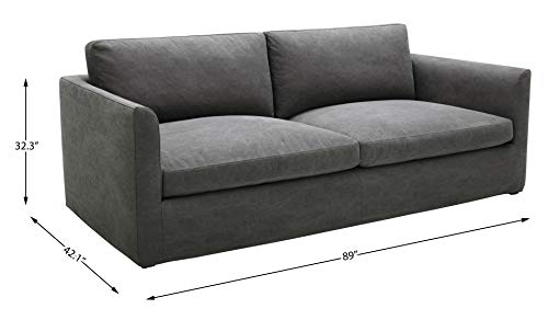 Amazon Brand – Stone & Beam Faraday Down-Filled Casual Slipcovered Sofa, 89"W, Charcoal Grey