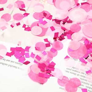 Round Tissue Paper Table Confetti Dots for Wedding Birthday Party Decoration, 1.76 oz (1.5 cm plus 2.5 cm, Pink Rose Red Confetti)