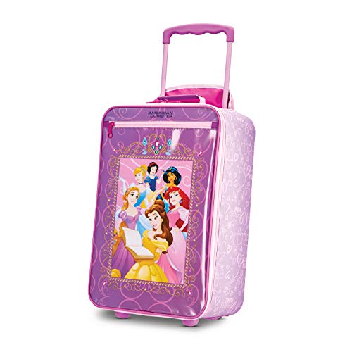 American Tourister Kids' Disney Softside Upright Luggage,Telescoping Handles, Princess 2, 18"