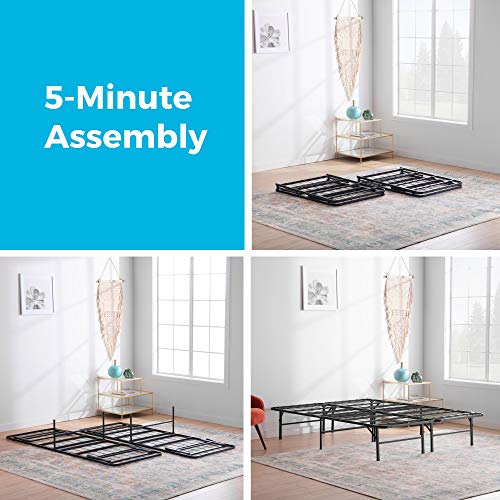 Linenspa 14 Inch Folding Metal Platform Bed Frame - 13 Inches of Clearance - Tons of Under Bed Storage - Heavy Duty Construction - 5 Minute Assembly - King