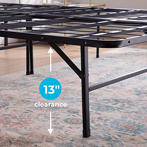 Linenspa 14 Inch Folding Metal Platform Bed Frame - 13 Inches of Clearance - Tons of Under Bed Storage - Heavy Duty Construction - 5 Minute Assembly - King