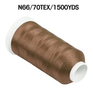 Desirable Life Bonded Nylon N66 Sewing Thread 1500 Yards Size #69 T70 210D/3 for Leather Denim Hand Machine Craft Shoe Bag Repairing Strong Heavy Duty High Temperature Resistant Waterproof (Coffee)