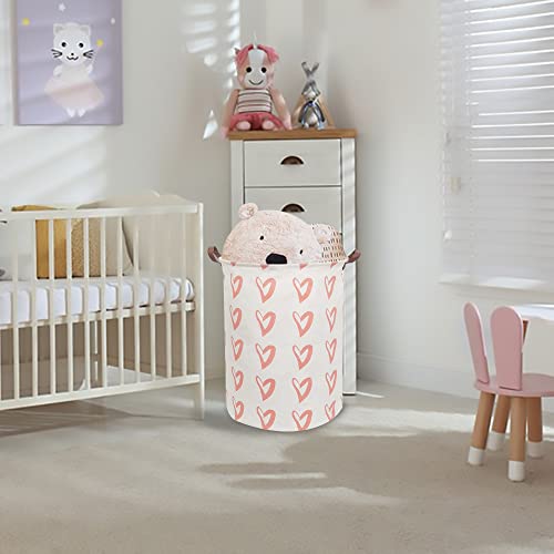 CLOCOR Large Storage Basket,Canvas Fabric Waterproof Storage Bin Collapsible Laundry Hamper for Home,Kids,Toy Organizer (Orange Heart)