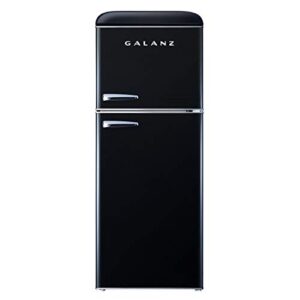 galanz glr46tbker retro compact refrigerator with freezer mini fridge with dual door, adjustable mechanical thermostat, 4.6 cu ft, black