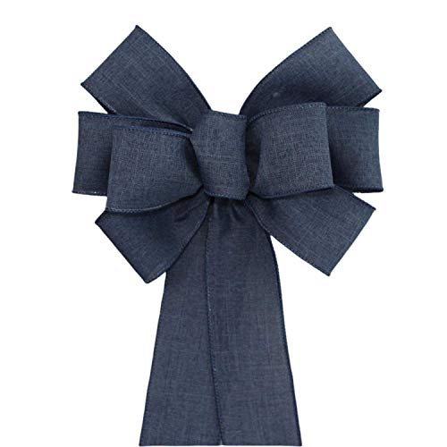 Navy Blue Rustic Wreath Bow - Package Perfect Bows are Made in USA (8 inch bow)