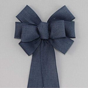 Navy Blue Rustic Wreath Bow - Package Perfect Bows are Made in USA (8 inch bow)