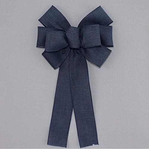 Navy Blue Rustic Wreath Bow - Package Perfect Bows are Made in USA (8 inch bow)