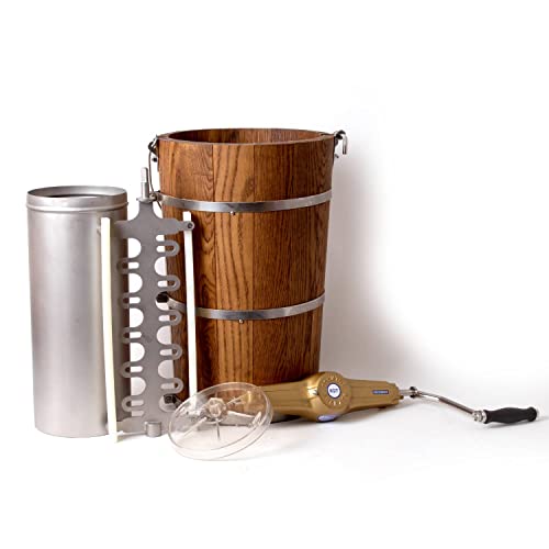 Lehman's Manual Ice Cream Maker - Make Your Own Homemade Ice Cream, Hand Crank with Stainless Steel Can and Oak Tub, 8 Quart Capacity