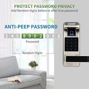 HARFO Fingerprint Door Lock, Keyless Entry Door Lock with Touchscreen and OLED Display, Keypad Door Lock, Door Lock with Keypad, Door Level, Passcode Door Lock for Office Home (Satin Nickel)