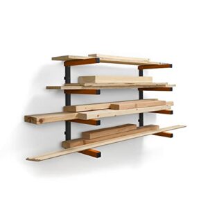 bora portamate wood organizer and lumber storage metal rack with 4-level wall mount - indoor & outdoor use - pbr-004