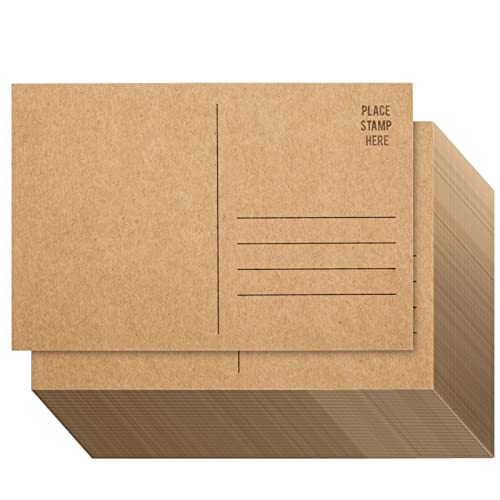 Sustainable Greetings 100 Pack Bulk Kraft Paper Blank Postcards for Mailing, Wedding, DIY Arts and Crafts, 350gsm (4 x 6 In)