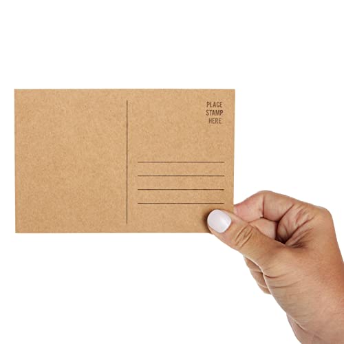 Sustainable Greetings 100 Pack Bulk Kraft Paper Blank Postcards for Mailing, Wedding, DIY Arts and Crafts, 350gsm (4 x 6 In)