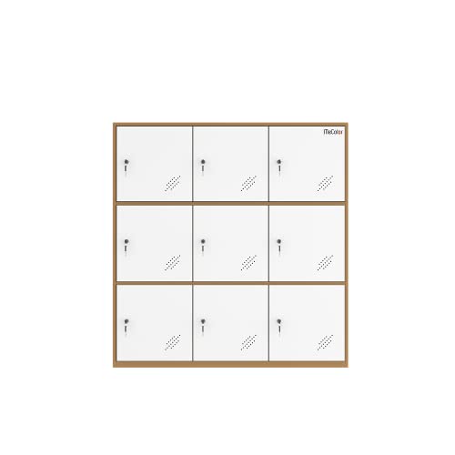 9 Door Small Bedroom Furniture,Metal Locker with Cloth Rail and Shelf,Kids Living Room Locker,Storage lockers for Office (9D)