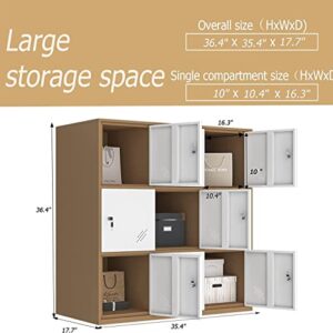 9 Door Small Bedroom Furniture,Metal Locker with Cloth Rail and Shelf,Kids Living Room Locker,Storage lockers for Office (9D)