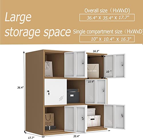 9 Door Small Bedroom Furniture,Metal Locker with Cloth Rail and Shelf,Kids Living Room Locker,Storage lockers for Office (9D)