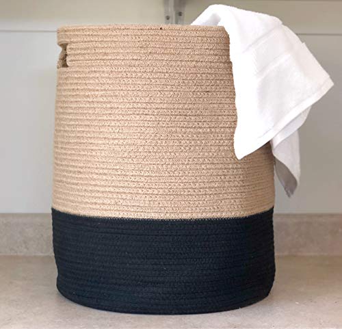 Woven Rope Storage Basket | 19" Tall Jute Basket for Blankets, Kids Toys, & Baby Nursery Clothes | Designed by Chloe and Cotton