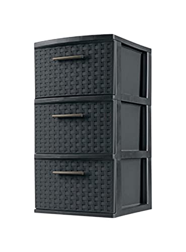 STERILITE 26306P02 Storage Tower, 3 Drawer, Espresso Weave, 15 x 12-5/8 x 24-in. - Quantity 2