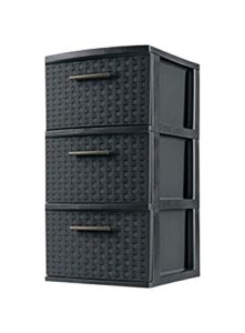 sterilite 26306p02 storage tower, 3 drawer, espresso weave, 15 x 12-5/8 x 24-in. - quantity 2