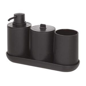 iDesign 28737ES Cade 4-Piece Bathroom Accessory Set, Matte Black, 24.5 cm x 8.9 cm x 16.2 cm