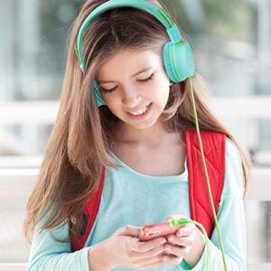 POWMEE M2 Kids Headphones Wired Headphone for Kids,Foldable Adjustable Stereo Tangle-Free,3.5MM Jack Wire Cord On-Ear Headphone for Children/Teens/Girls/Boys/School/Kindle/Airplane/Plane/ (Mint Green)