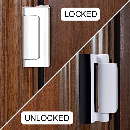 Home Security Door Lock, Childproof Reinforcement Lock with 3" Stop 4 Screws Withstand 800 lbs for Inward Swinging Door, Upgrade Night to Defend Your