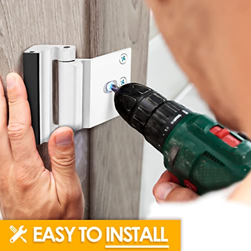 Home Security Door Lock, Childproof Reinforcement Lock with 3" Stop 4 Screws Withstand 800 lbs for Inward Swinging Door, Upgrade Night to Defend Your