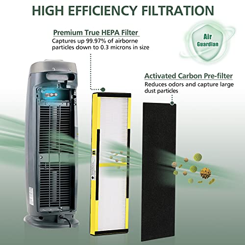 isinlive 2 Pack FLT4825 True HEPA Filter B Replacement with Activated Carbon Pre-Filters Compatible with Guardian Air Purifier AC4825 AC4300 AC4800 AC4900 AC4850