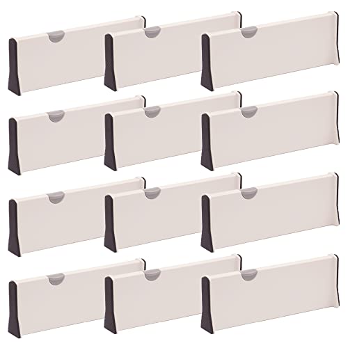 DIOMMELL 12 Pack Adjustable Dresser Drawer Dividers Organizers, Plastic Expandable Drawer Organization Separators for Kitchen, Bedroom, Closet, Bathroom and Office Drawers