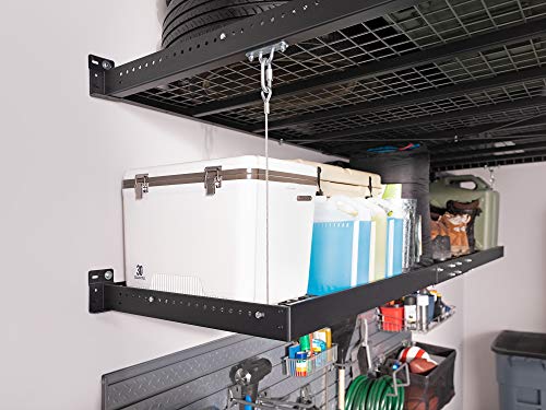 NewAge Products Pro Series Black 4 ft. x 8 ft. Wall Mounted Steel Shelf, Garage Overheads, 40400