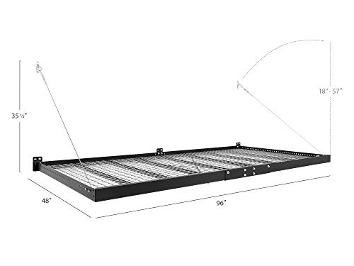 NewAge Products Pro Series Black 4 ft. x 8 ft. Wall Mounted Steel Shelf, Garage Overheads, 40400