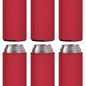 TahoeBay Slim Can Coolers - Blank Neoprene Beer Sleeves (Red)