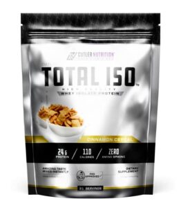 total iso whey isolate protein powder: best tasting whey protein shake featuring 100% whey protein isolate, perfect post workout protein powder mix and meal replacement drink, cinna cereal, 2 pounds