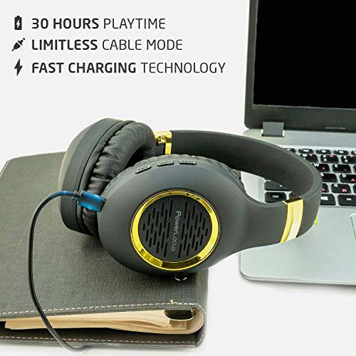 Bluetooth Headphones Over-Ear, PowerLocus Wireless Headphones, Hi-Fi Stereo Deep Bass, Soft Earmuffs Foldable Headphone with Built-in Microphone, Wireless and Wired Headset for Cell Phones,Tablets, PC