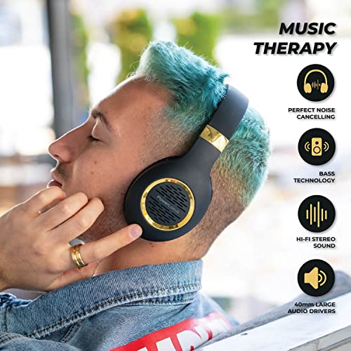 Bluetooth Headphones Over-Ear, PowerLocus Wireless Headphones, Hi-Fi Stereo Deep Bass, Soft Earmuffs Foldable Headphone with Built-in Microphone, Wireless and Wired Headset for Cell Phones,Tablets, PC