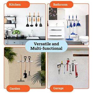 Homely Center Mop and Broom Holder Wall Mount – Heavy-Duty Broom Closet Organizer for Garage, Kitchen, Laundry Organization – Broom and Mop Holder – Tool Hanger with 3 broom racks and 4 broom hooks