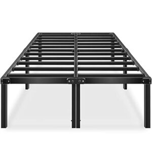 haageep 18 inch full bed frame no box spring needed metal platform bedframe with storage for kids high tall black