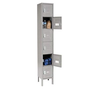 Six Tier Locker, 12x12,x12, 6 Door, Ready To Assemble, Gray