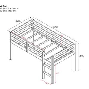 DHP Milton Junior Twin Loft Bed, Blue