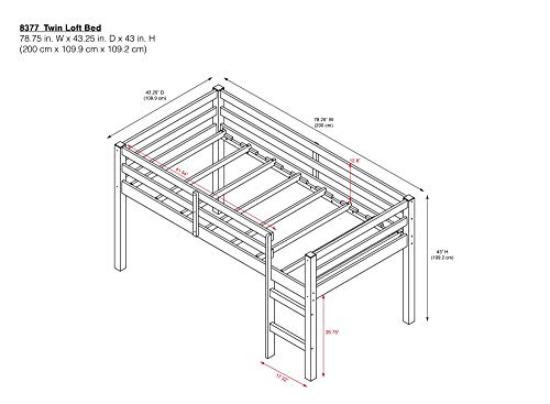 DHP Milton Junior Twin Loft Bed, Blue