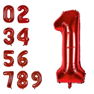 40 Inch Jumbo Red Number 1 Balloon Giant Balloons Prom Balloons Helium Foil Mylar Huge Number Balloons for Birthday Party Decorations/Wedding/Anniversary