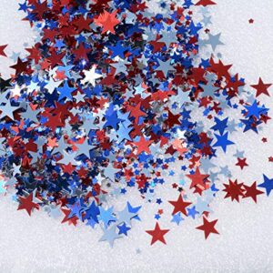 Blue Red Silver Star Confetti Table Confetti Metallic Foil Stars, 30g, 3 Sizes and 3 Color Mix - 10mm, 6mm, 3mm, blue, red, silver