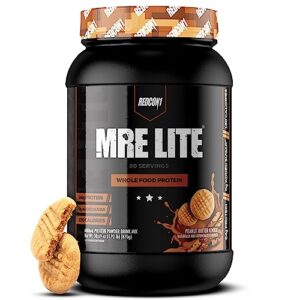 redcon1 mre lite meal replacement powder, peanut butter cookie - animal based whole food protein blend with mct oil + pea protein - keto friendly, low carb & whey free protein supplement (1.92 lbs)
