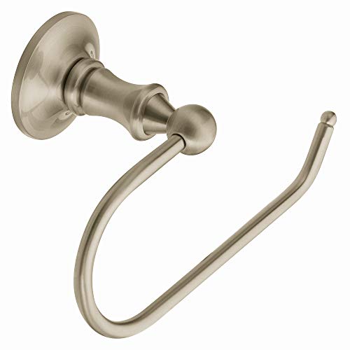 Moen DN6708BN Danbury Toilet Paper Holder, Brushed Nickel with Moen DN6786BN Danbury Collection European Single Post Bathroom Hand Towel Ring, 1 Pack, Brushed Nickel