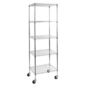 apollo hardware commercial grade chrome 5-shelf wire shelving 18"x24"x72" with caster