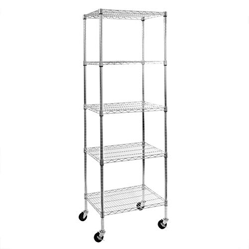 Apollo Hardware Commercial Grade Chrome 5-Shelf Wire Shelving 18"x24"x72" with Caster