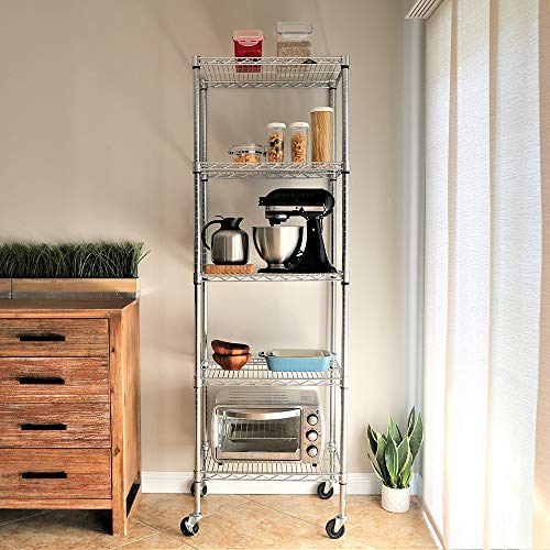 Apollo Hardware Commercial Grade Chrome 5-Shelf Wire Shelving 18"x24"x72" with Caster